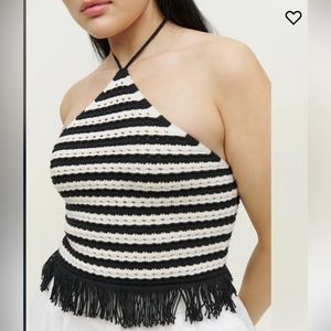 Laine Reformation Crochet cropped Top size S